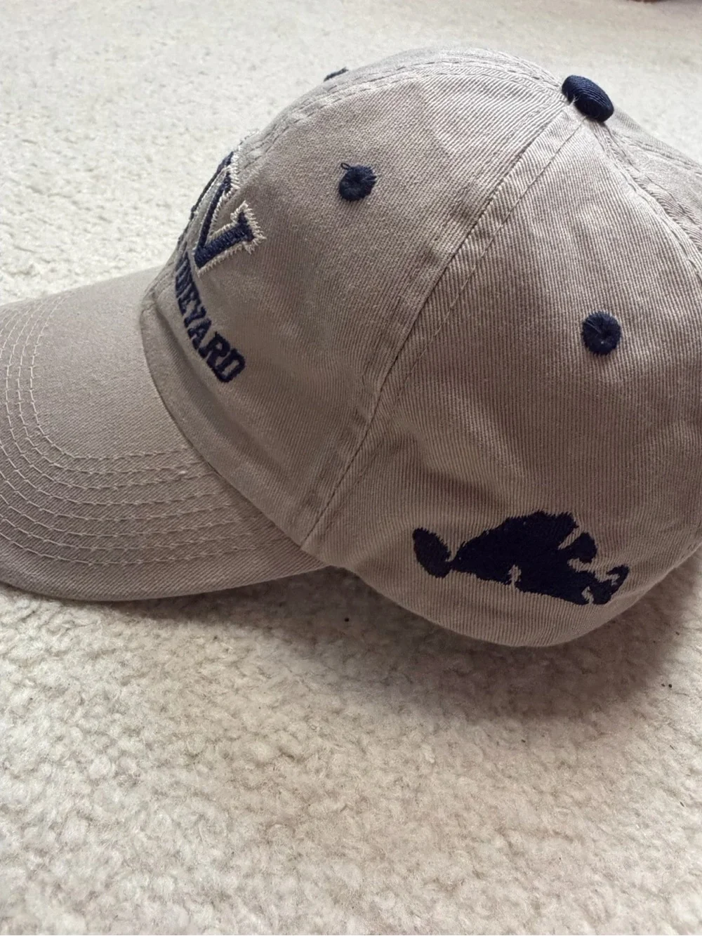 Martha's Vineyard MV Embroidered Khaki Baseball Cap Hat